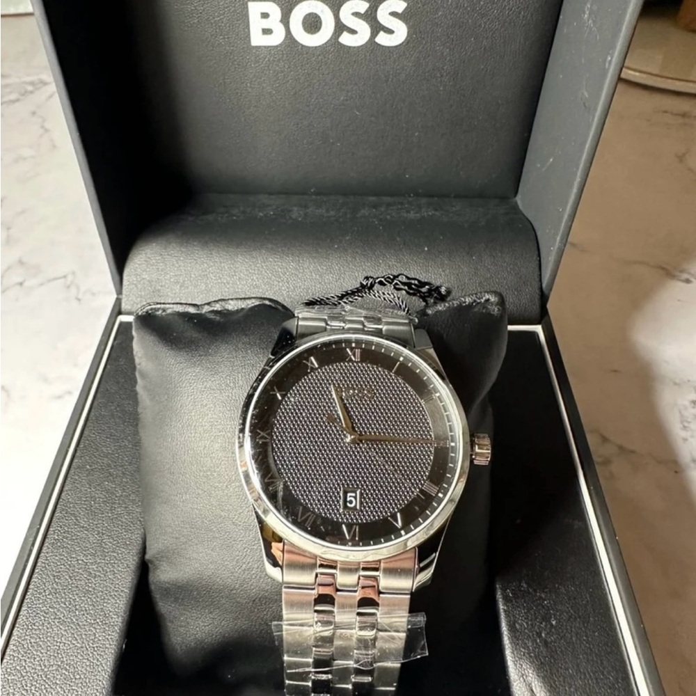 Hugo Boss Silver and Black Men's Watch